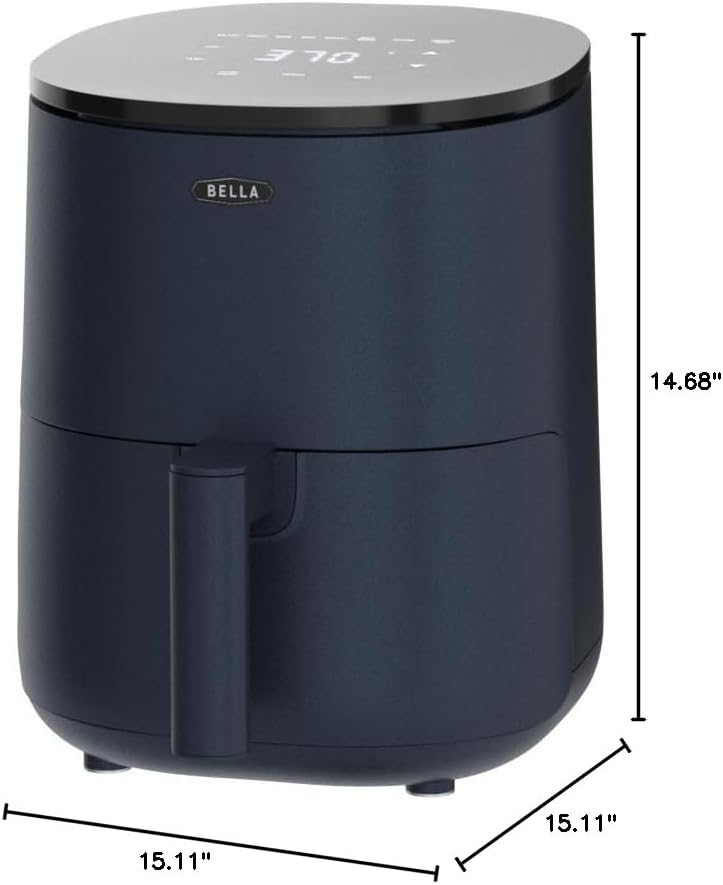 BELLA 3 Qt Touchscreen Air Fryer Oven and 5-in-1 Multicooker with Removable NonstickDishwasher Safe Crisping Tray and Basket, 1400 Watt Heating System, Matte Black