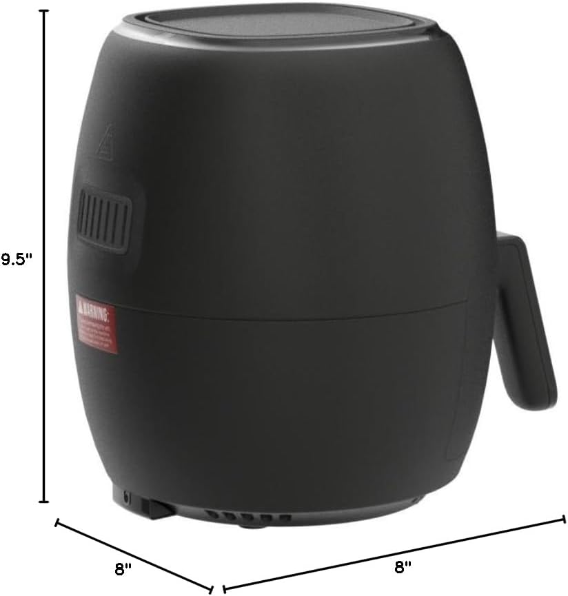 CHEFMAN Small Air Fryer Healthy Cooking, 3.6 Qt, User Friendly, Nonstick, Digital Touch Screen, Dishwasher Safe Basket, w/ 60 Minute Timer & Auto Shutoff, Matte Black, Cookbook Included
