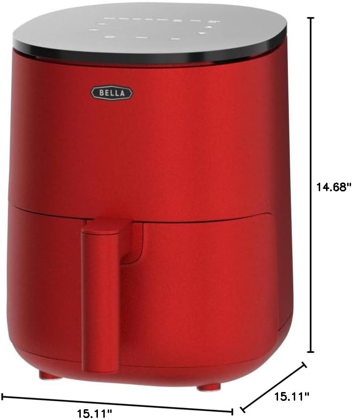 BELLA 3 Qt Touchscreen Air Fryer Oven and 5-in-1 Multicooker with Removable NonstickDishwasher Safe Crisping Tray and Basket, 1400 Watt Heating System, Matte Black