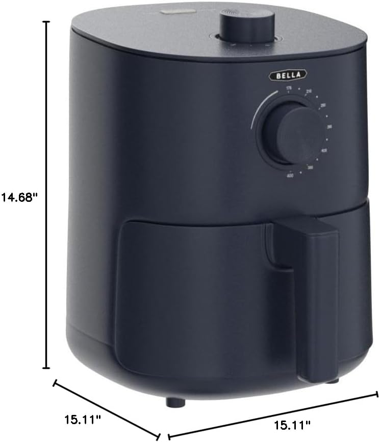 BELLA 3 Qt Manual Air Fryer Oven and 5-in-1 Multicooker with Removable Nonstick and Dishwasher Safe Crisping Tray and Basket, 1400 Watt Heating System, Matte White