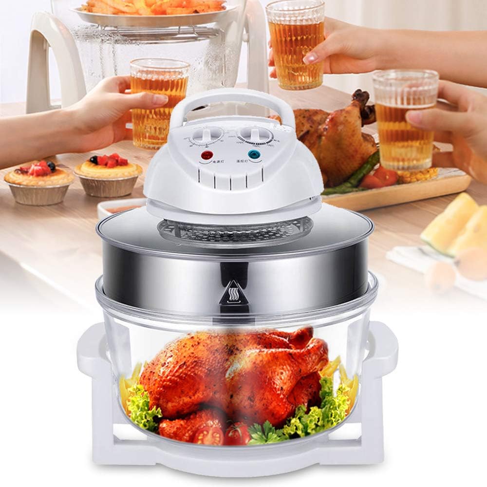 FIKNEE Electric Air Fryer, 12L Turbo Convection Oven Roaster Steamer, Infrared Healthy Meal Electric Cooker for French Fries & Chips (17L)