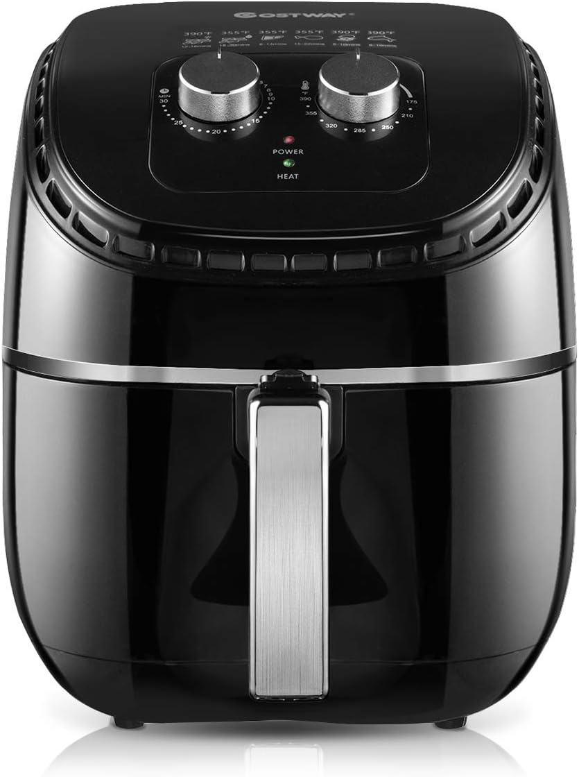 COSTWAY Air Fryer 3.5Qt 1300W Electric Hot Oil-Less Oven Cooker, UL Certified, Dishwasher Safe, with Smart Time&Temperature Control, Non Stick Fry Basket, Auto Shut Off (Black)