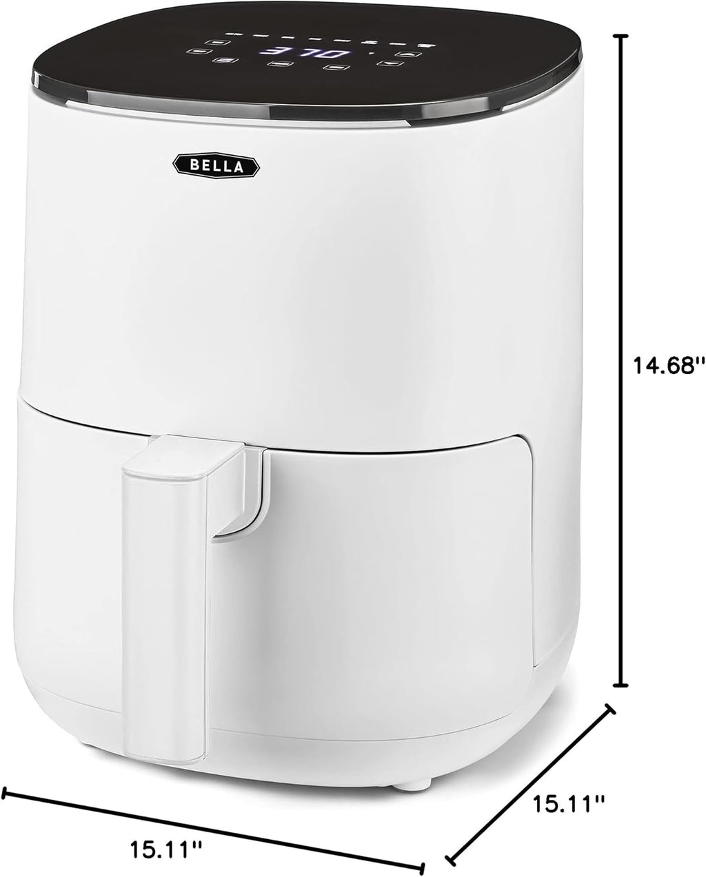 BELLA 3 Qt Touchscreen Air Fryer Oven and 5-in-1 Multicooker with Removable NonstickDishwasher Safe Crisping Tray and Basket, 1400 Watt Heating System, Matte Black