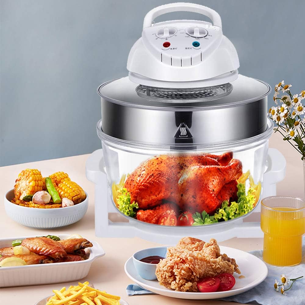 FIKNEE Electric Air Fryer, 12L Turbo Convection Oven Roaster Steamer, Infrared Healthy Meal Electric Cooker for French Fries & Chips (17L)