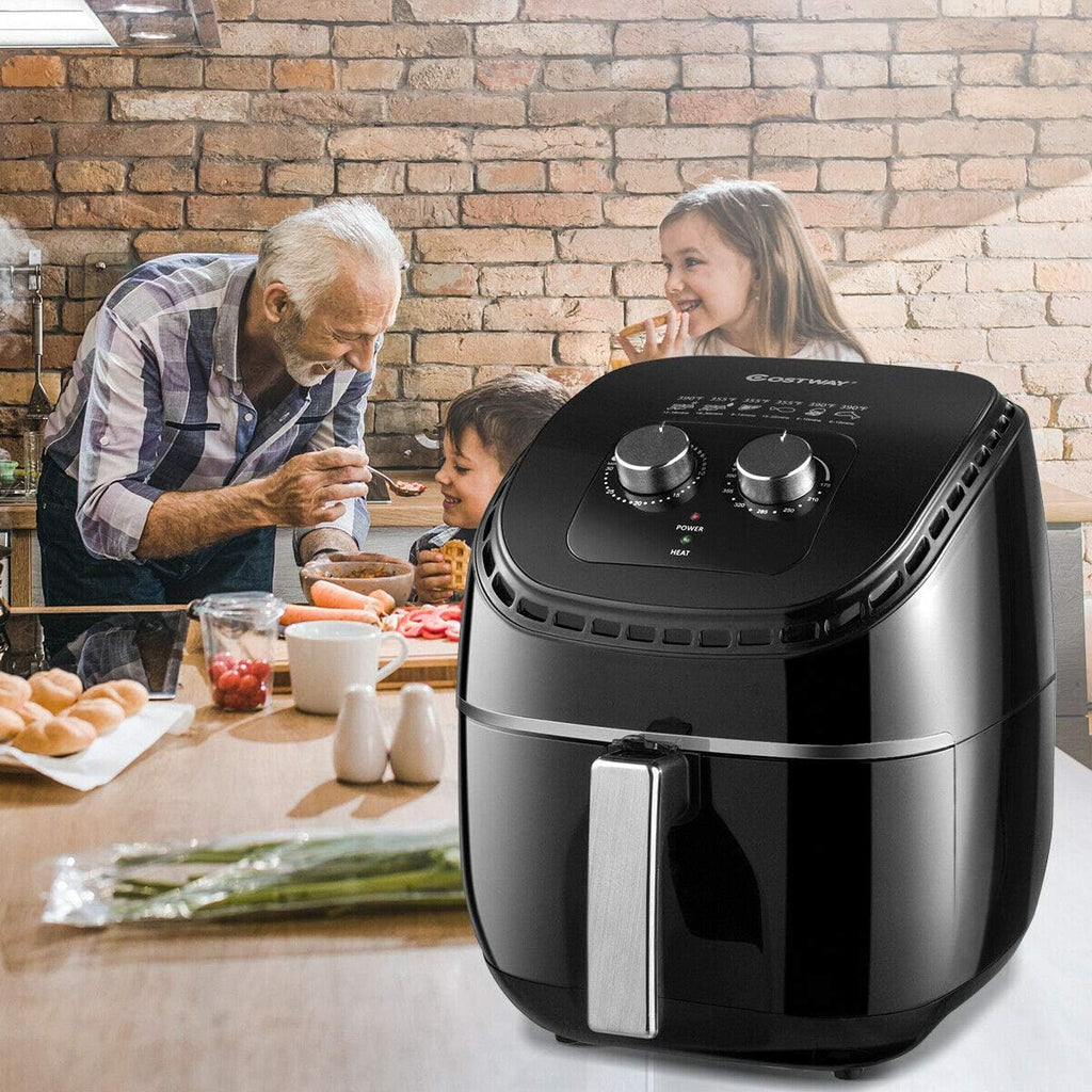 COSTWAY Air Fryer 3.5Qt 1300W Electric Hot Oil-Less Oven Cooker, UL Certified, Dishwasher Safe, with Smart Time&Temperature Control, Non Stick Fry Basket, Auto Shut Off (Black)