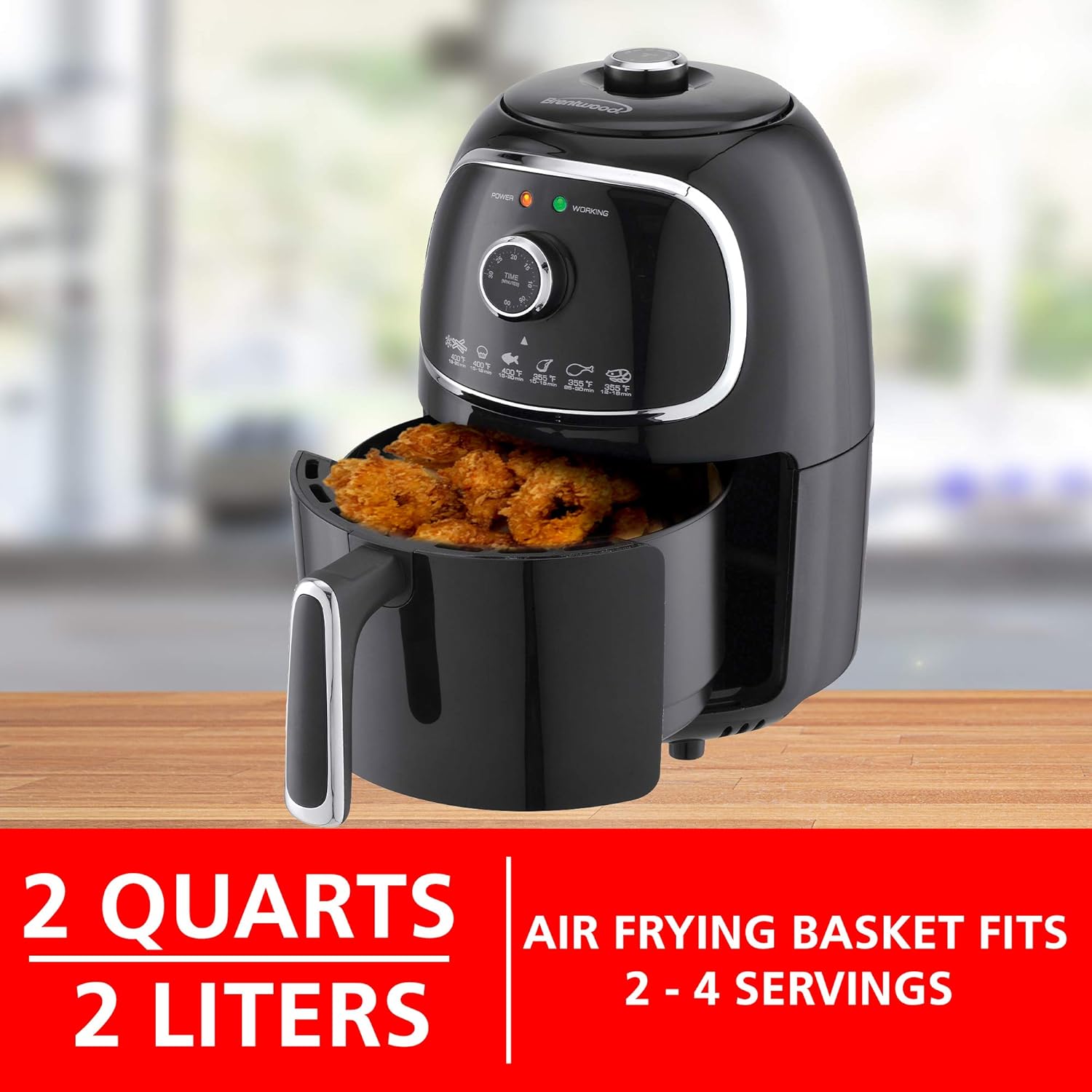 Brentwood Appliances AF-202BL 2-Quart 1,200-Watt Electric Air Fryer with Timer and Temperature Control (Blue)