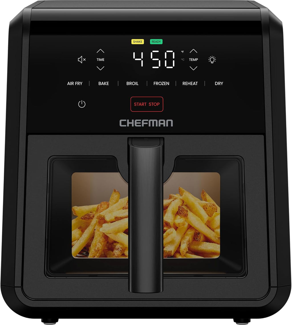 CHEFMAN Small Air Fryer Healthy Cooking, 3.6 Qt, User Friendly, Nonstick, Digital Touch Screen, Dishwasher Safe Basket, w/ 60 Minute Timer & Auto Shutoff, Matte Black, Cookbook Included