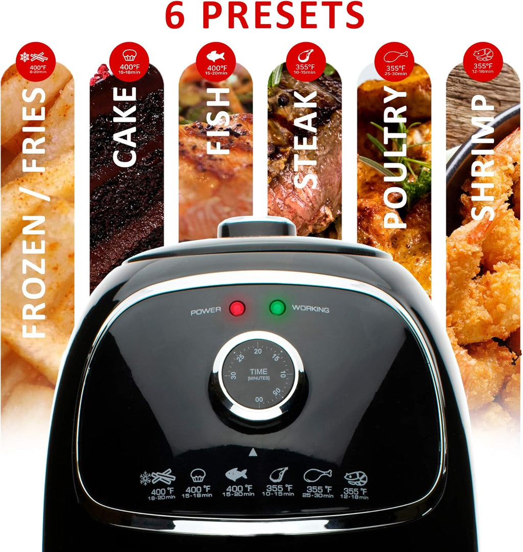 Brentwood Appliances AF-202BL 2-Quart 1,200-Watt Electric Air Fryer with Timer and Temperature Control (Blue)