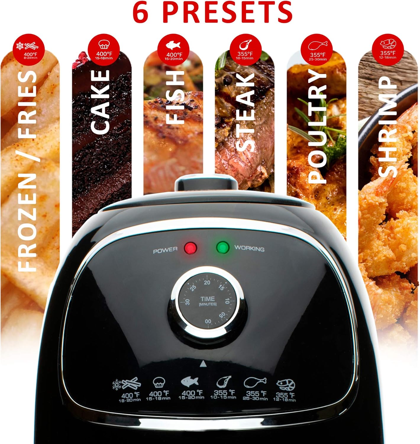 Brentwood Appliances AF-202BL 2-Quart 1,200-Watt Electric Air Fryer with Timer and Temperature Control (Blue)