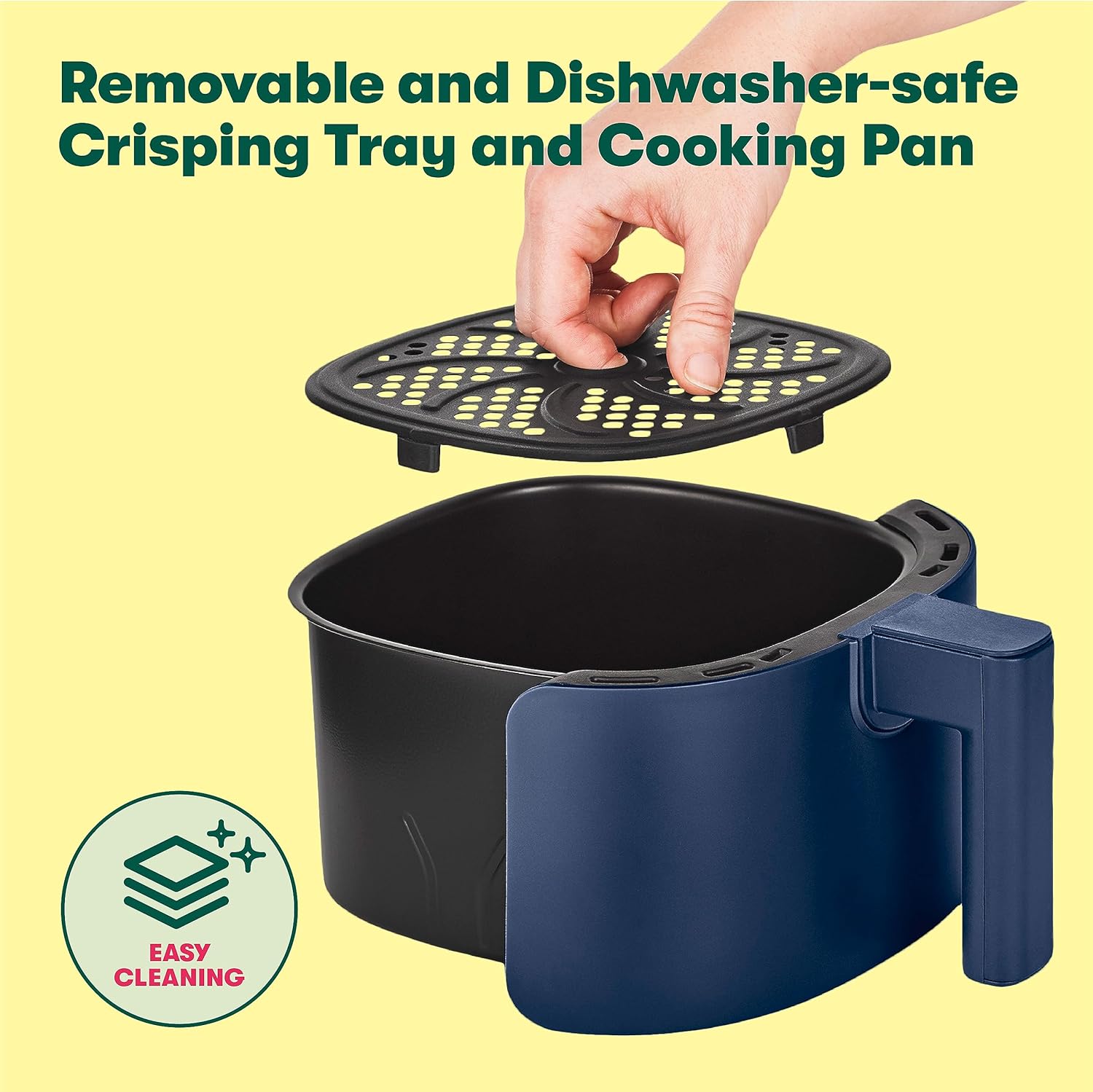 BELLA 3 Qt Manual Air Fryer Oven and 5-in-1 Multicooker with Removable Nonstick and Dishwasher Safe Crisping Tray and Basket, 1400 Watt Heating System, Matte White