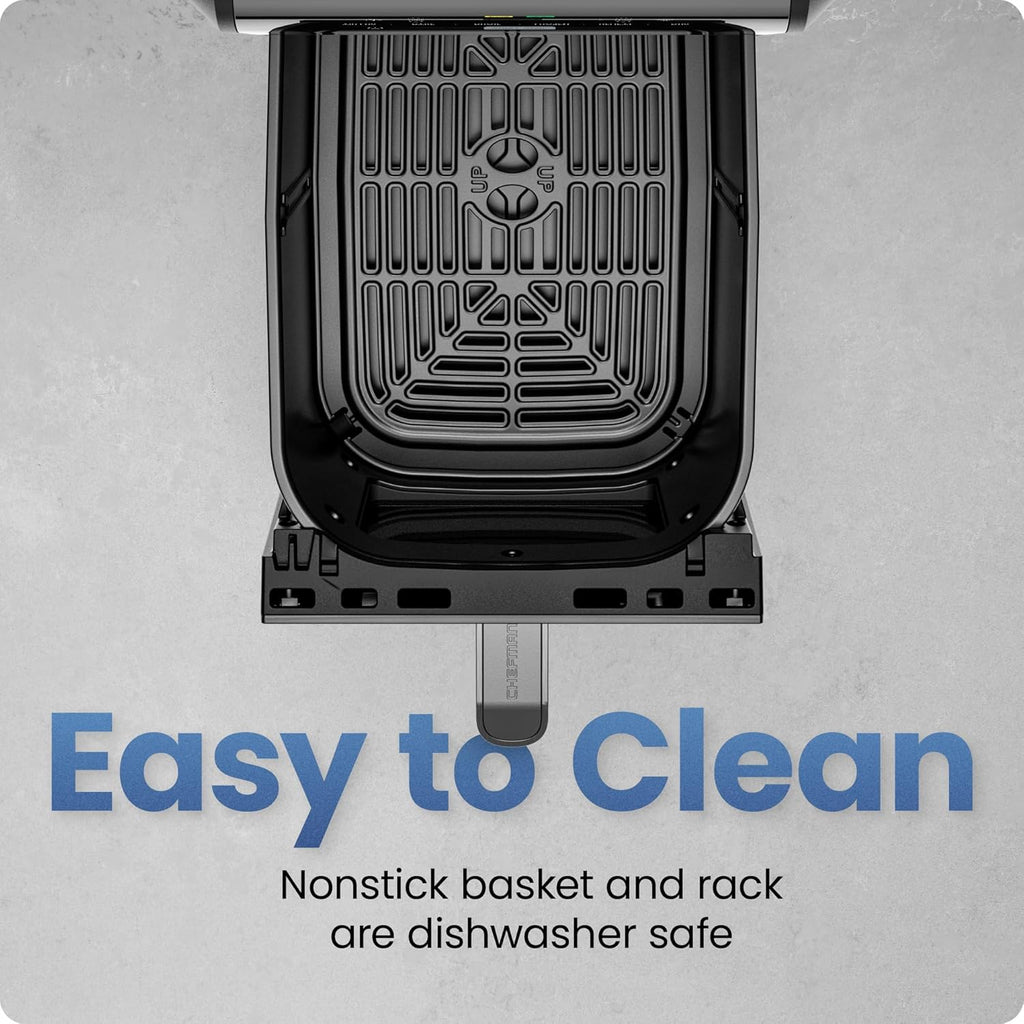 CHEFMAN Small Air Fryer Healthy Cooking, 3.6 Qt, User Friendly, Nonstick, Digital Touch Screen, Dishwasher Safe Basket, w/ 60 Minute Timer & Auto Shutoff, Matte Black, Cookbook Included